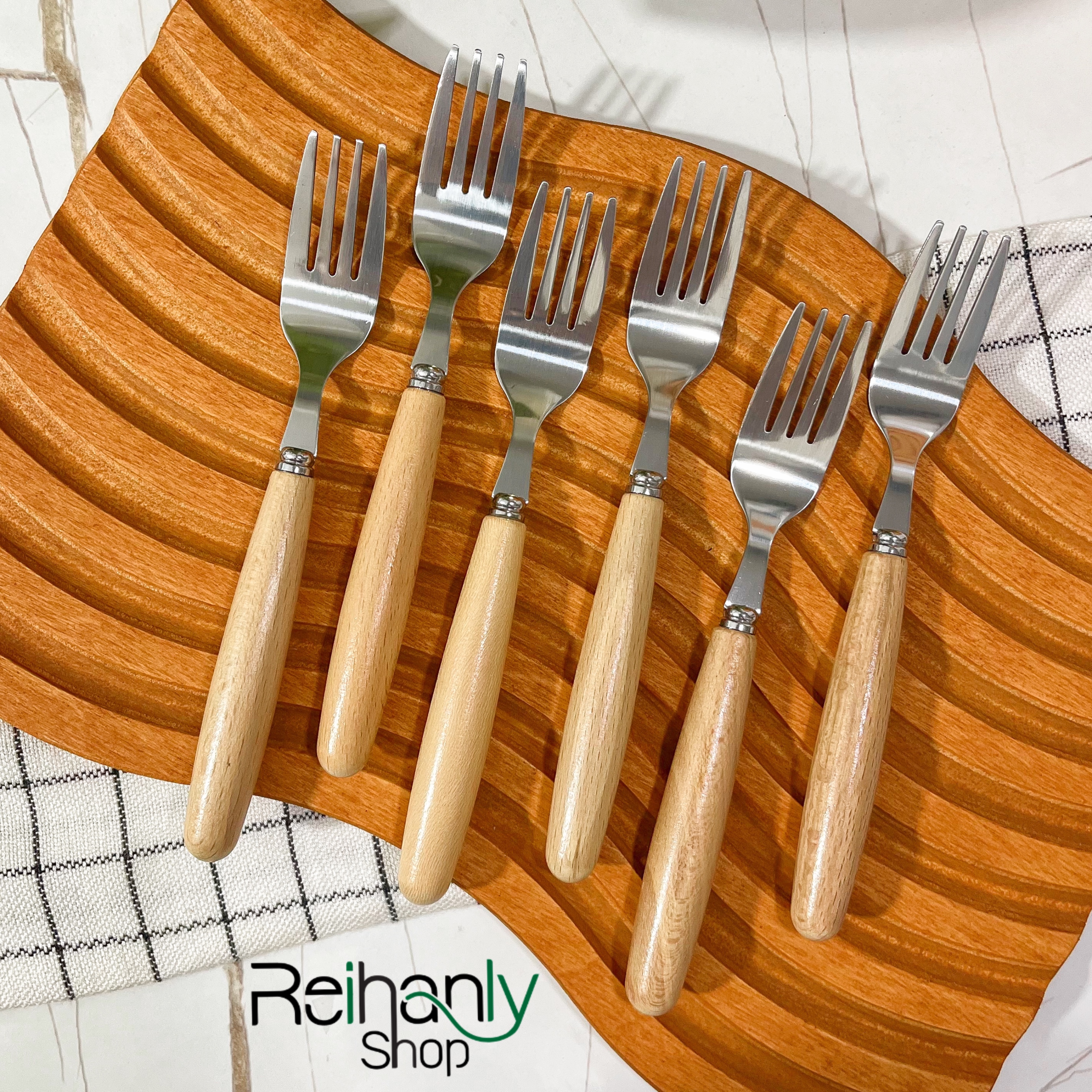 چنگال میوه خوری دسته بامبو